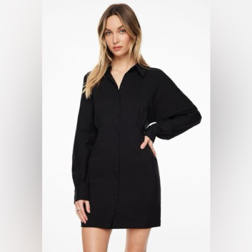 Black Chic‎ Button Down Long Sleeve Shirt Dress